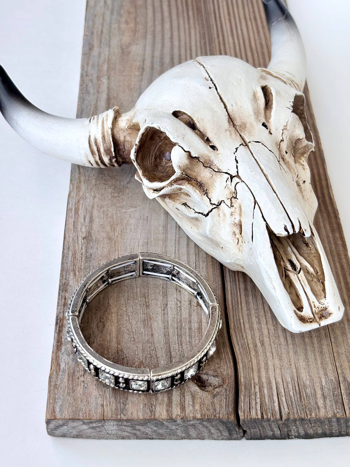 Western Style Square Rhinestone Stretch Bangle Bracelet