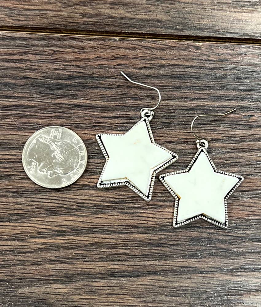 724177, Star White Turquoise Earrings
