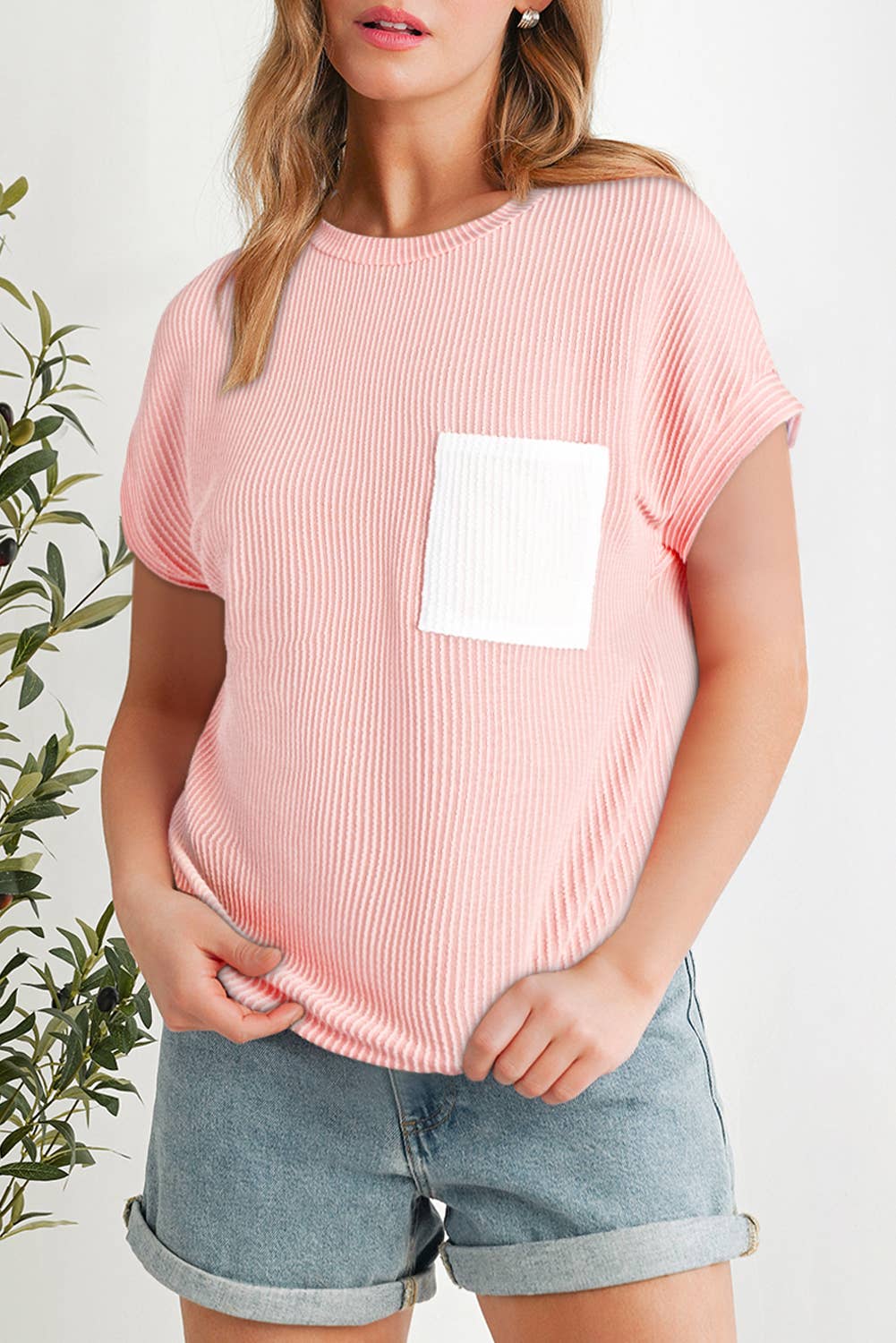 Corded Knit Colorblock Pocketed