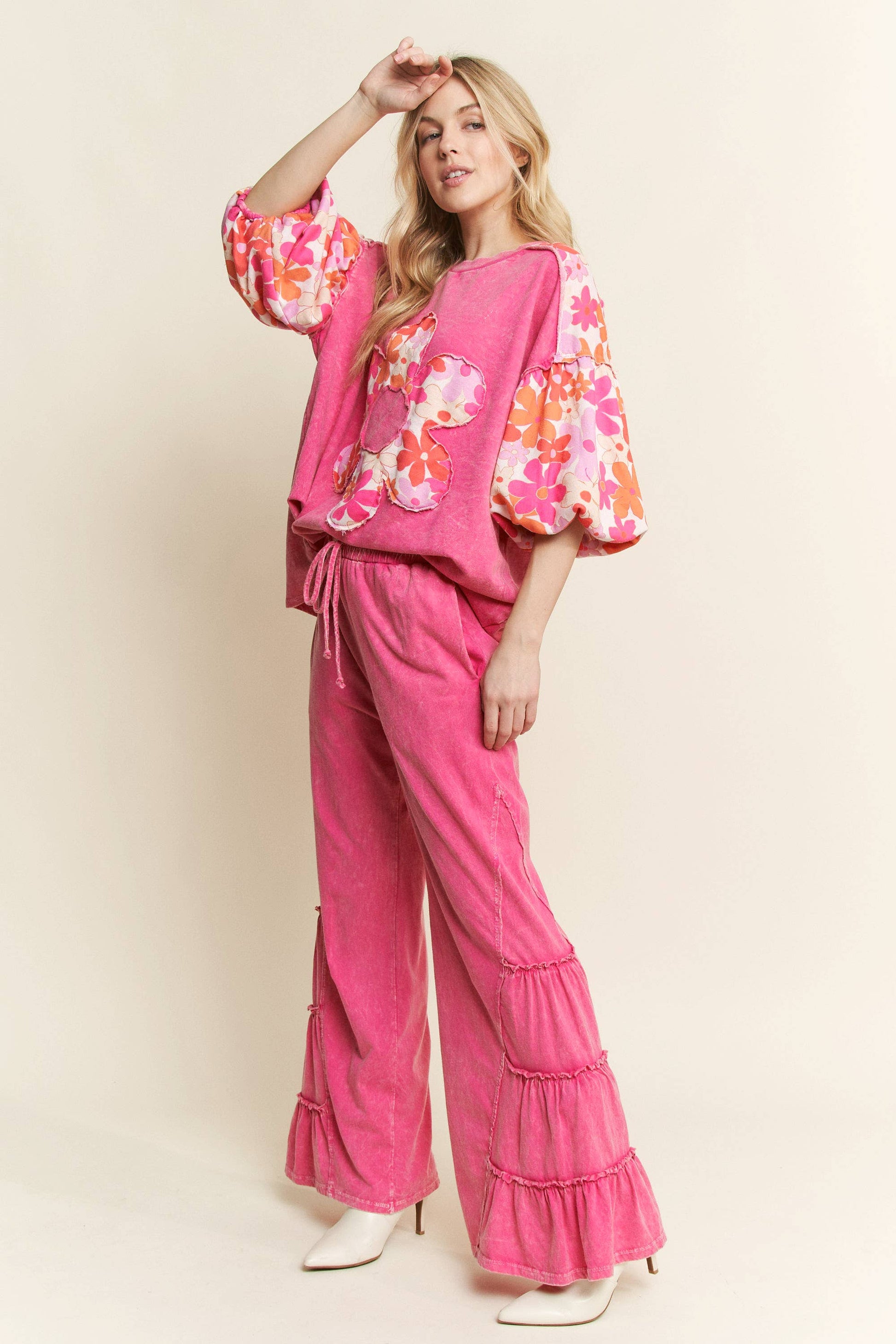 MineralWash SideRuffle Flare pants