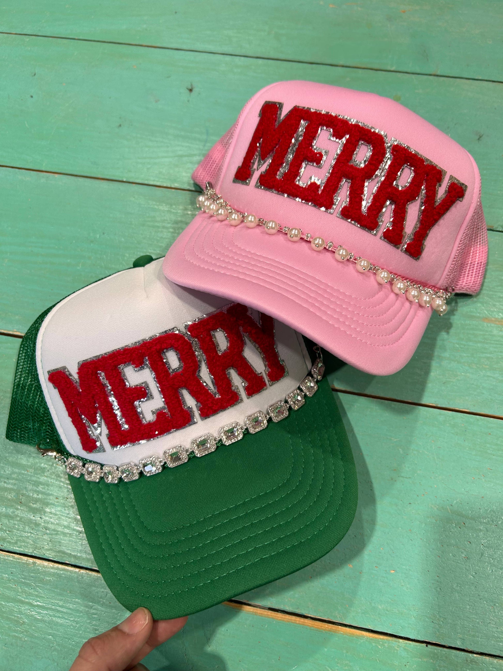 Red Chenille Merry Trucker | Christmas Cap| Holiday| Santa
