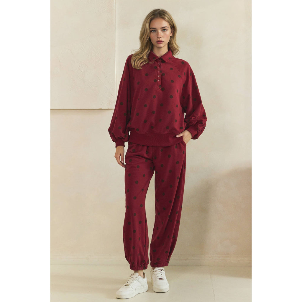 Playful Charm Polka Dot Quarter Zip