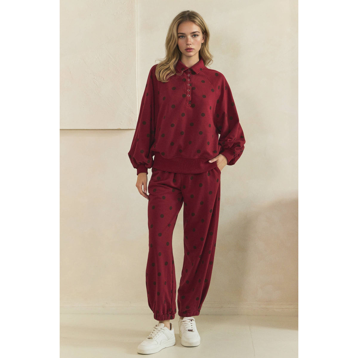 Playful Charm Polka Dot Quarter Zip