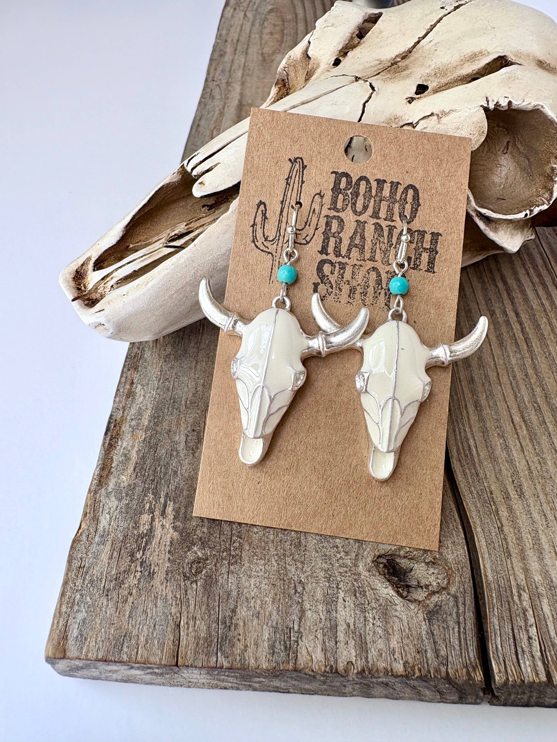 Western Steerhead Dangle Drop Earrings