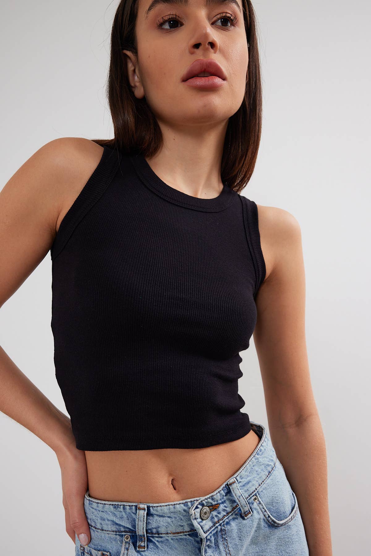 Crew Neck Tank Top Cropped