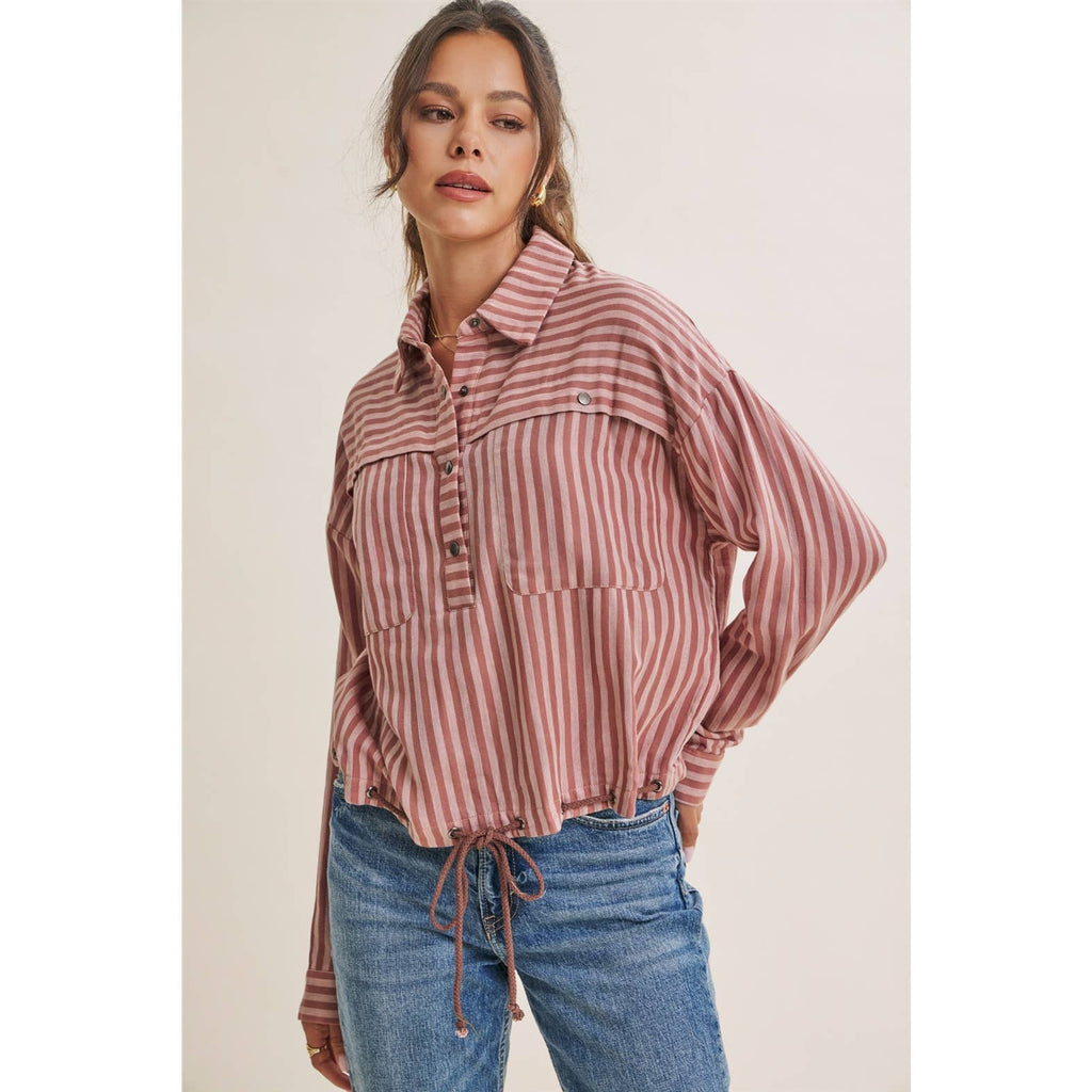 DESERT MORNING STRIPE DRAWSTRING PULLOVER