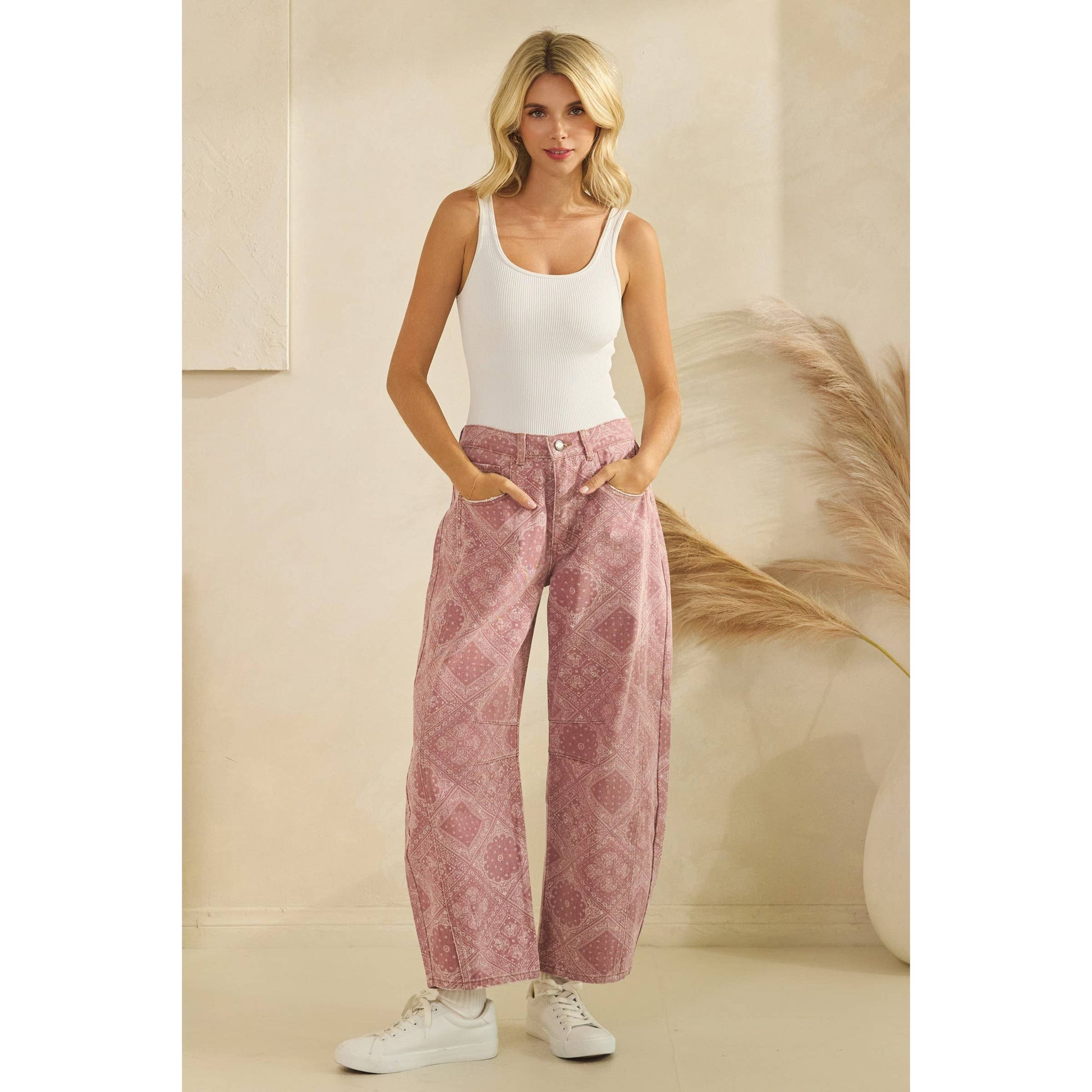 Paisley Printed Denim Pants