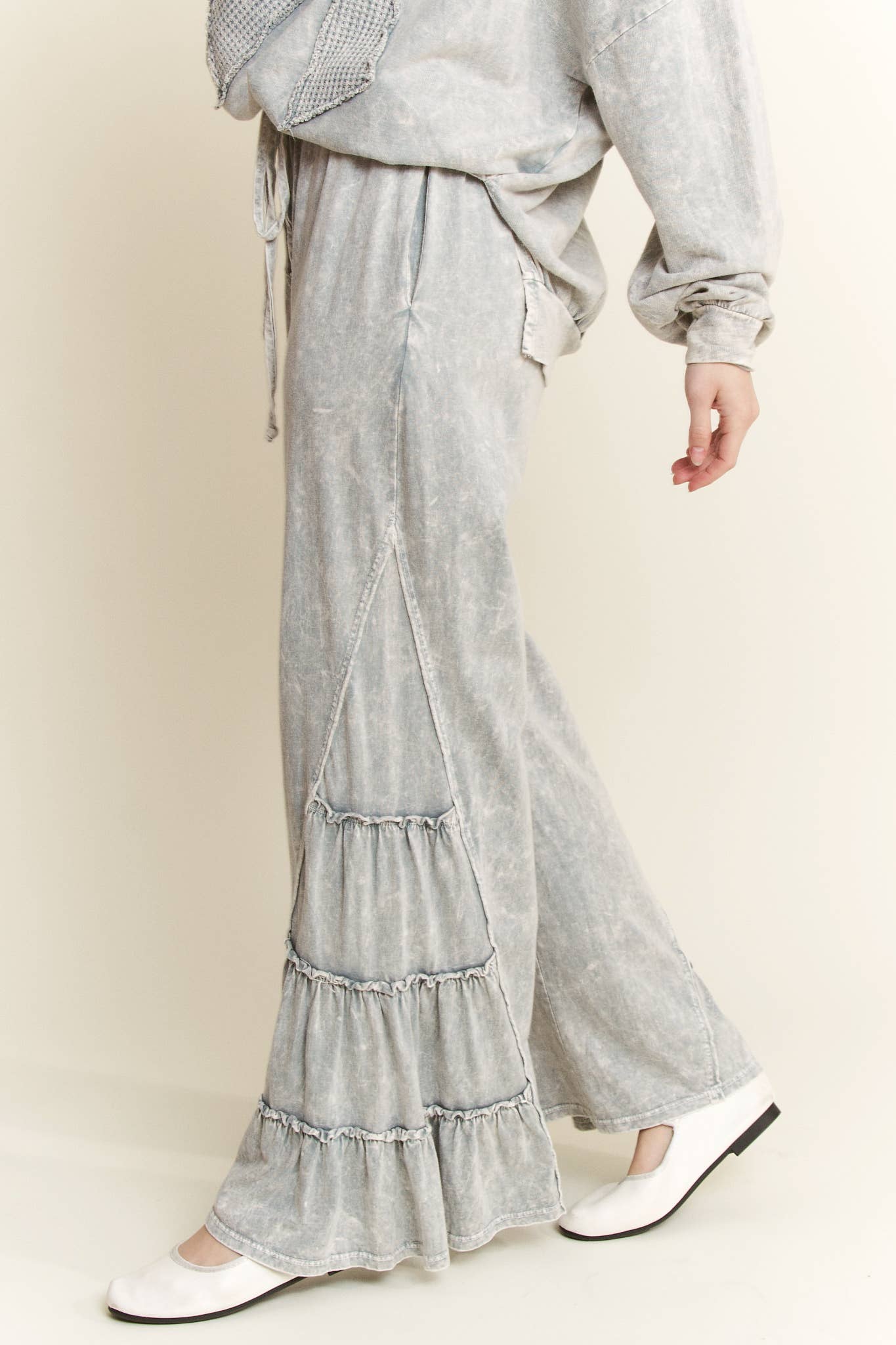 MineralWash SideRuffle Flare pants
