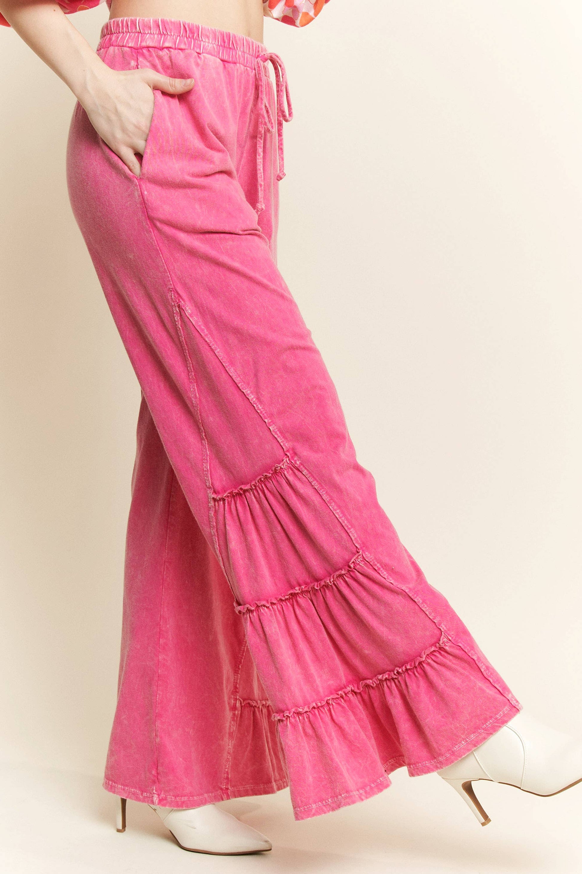 MineralWash SideRuffle Flare pants