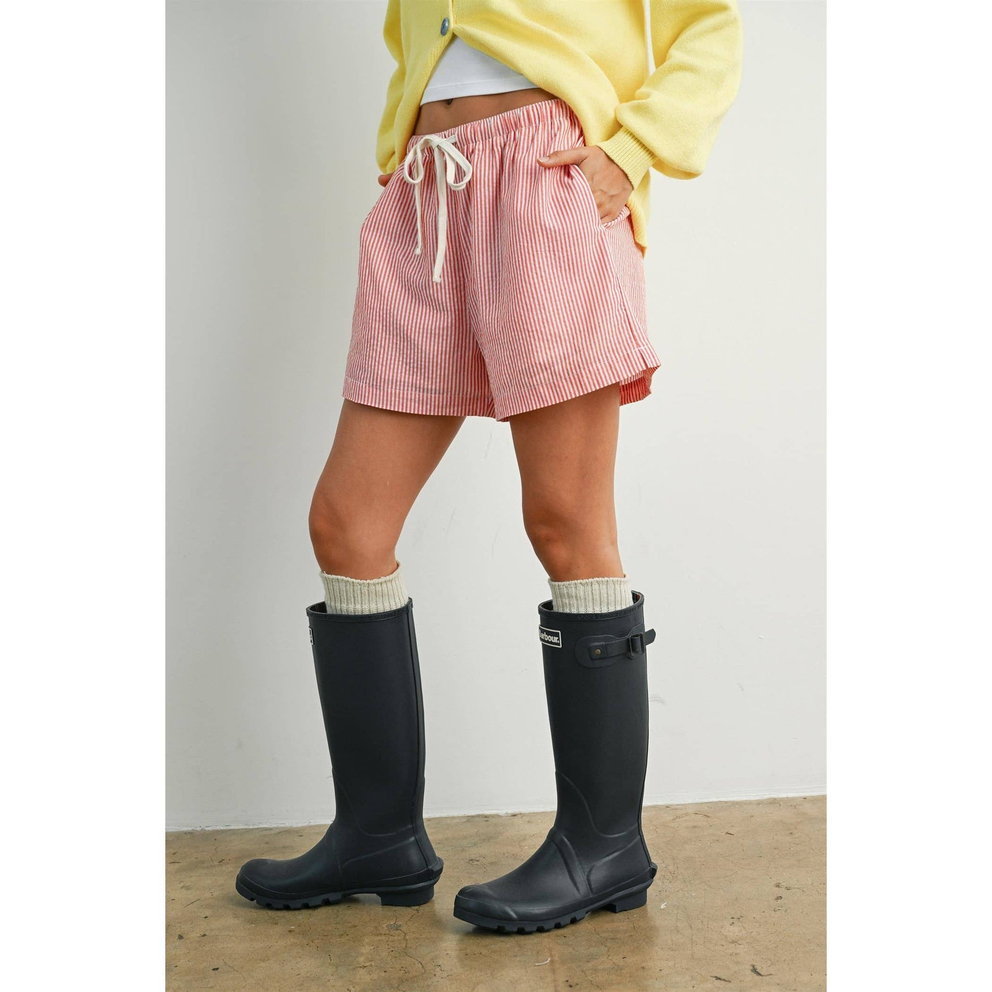 Casual Striped Drawstring Shorts