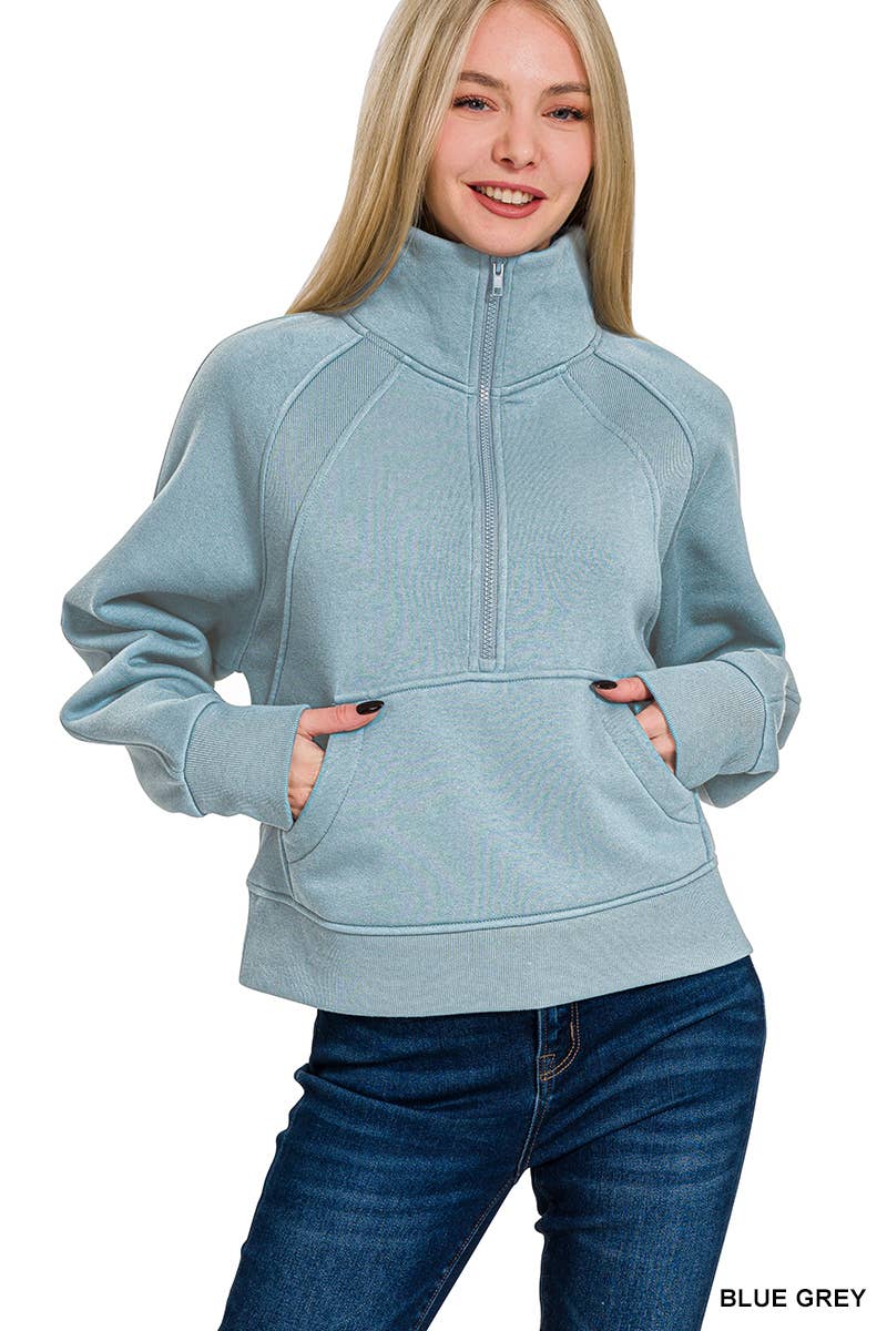 `.Half Zip Cropped Pullover