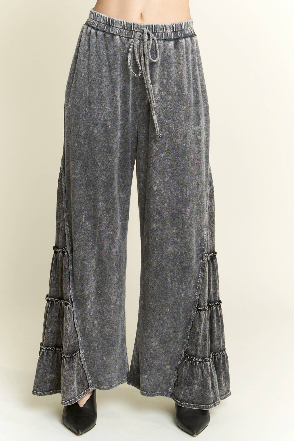 MineralWash SideRuffle Flare pants