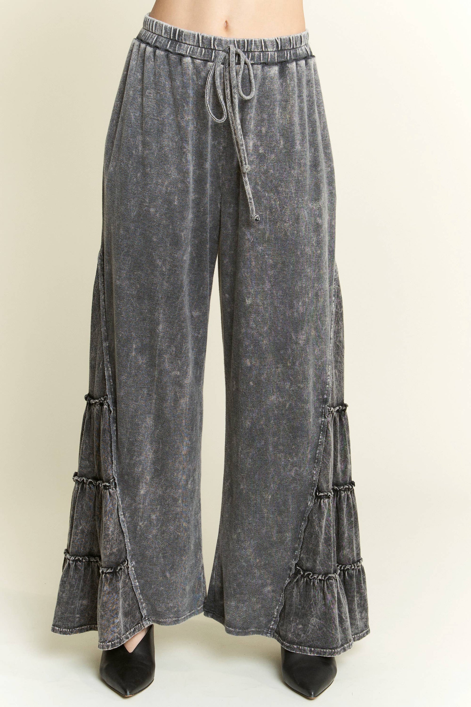 MineralWash SideRuffle Flare pants