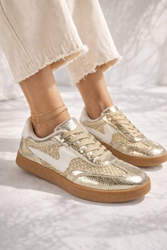 Retro Inspired Low Top Sneaker with Gum Sole