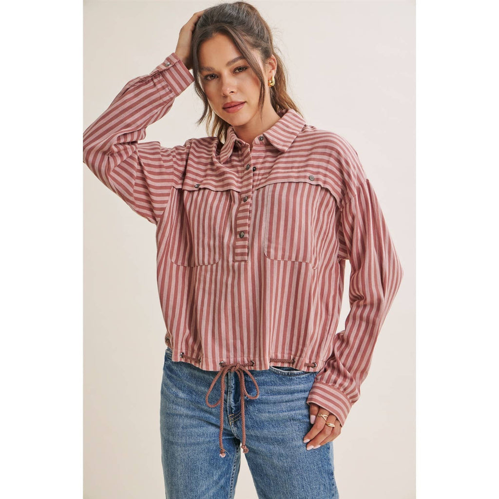 DESERT MORNING STRIPE DRAWSTRING PULLOVER
