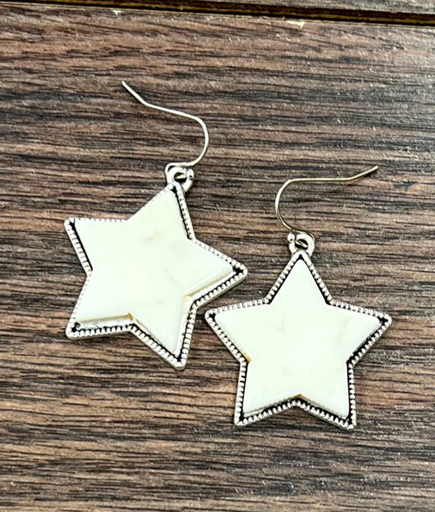 724177, Star White Turquoise Earrings