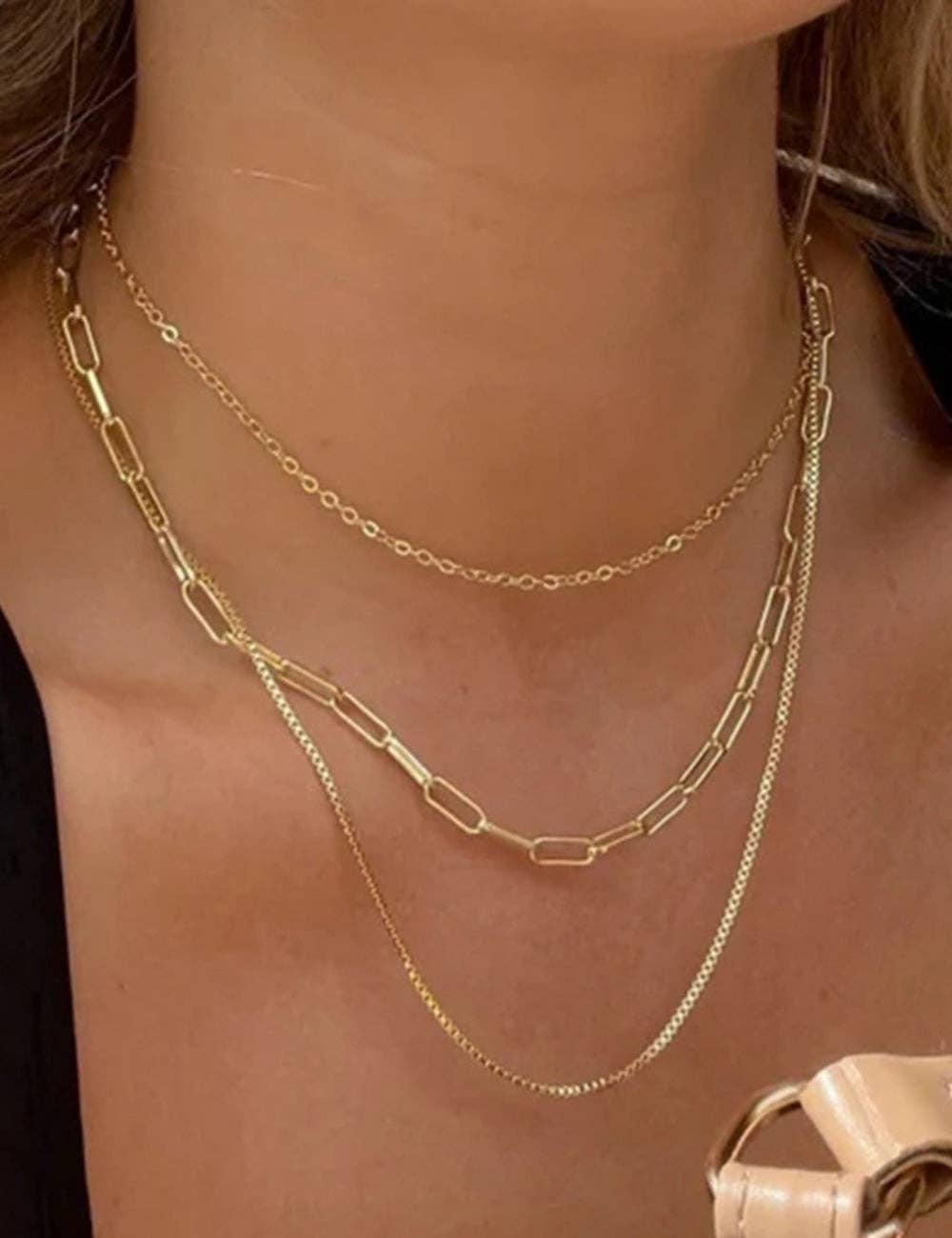 Paperclip Triple Layers Necklace