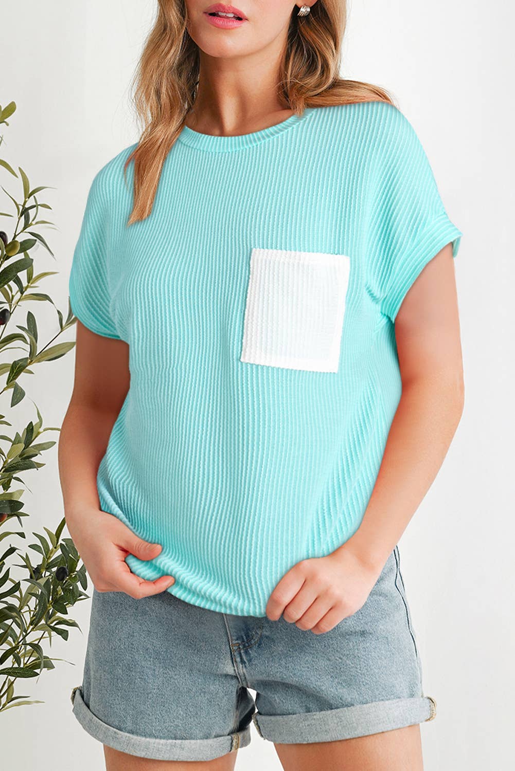 Corded Knit Colorblock Pocketed