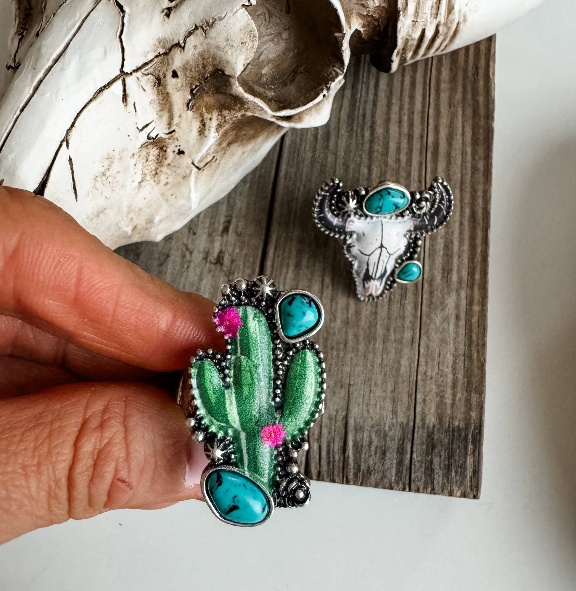 Western Pendant Adjustable Ring - Cactus | Steer 