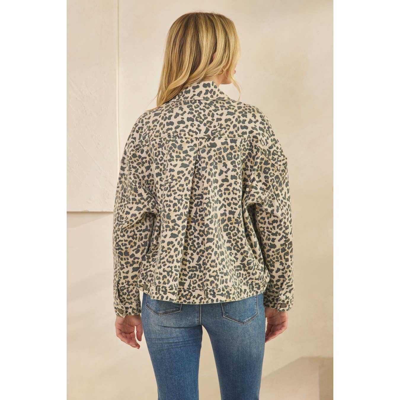 Leopard Printed Denim Jacket