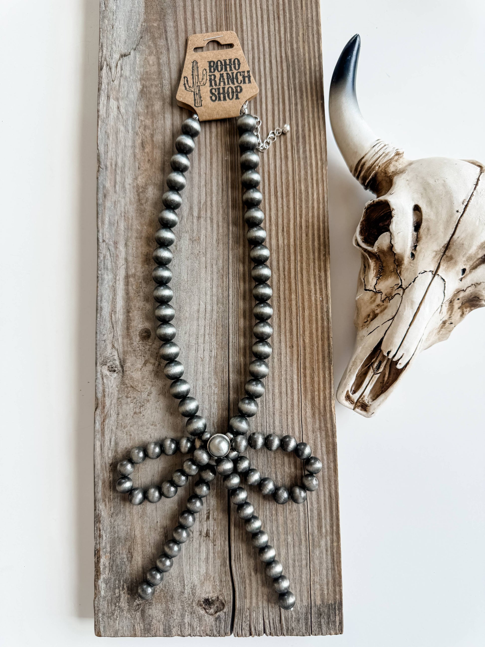 Western Navajo Bead Large Bow Necklace