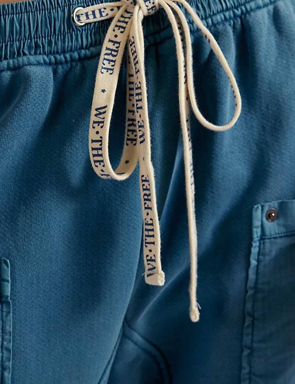 Ladies Elastic Drawstring Pockets Stright Leg Sweatpants