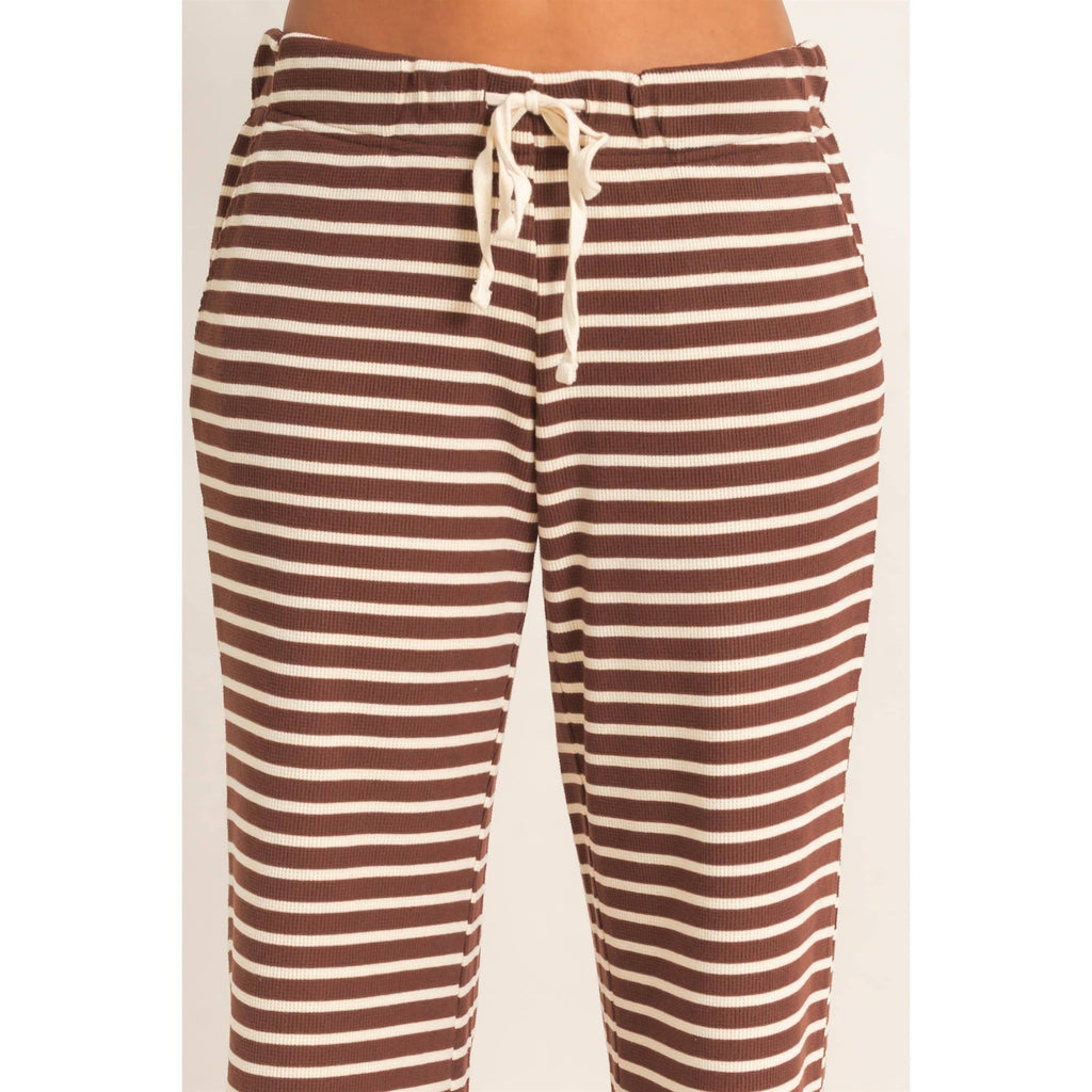 Low Rise Striped Waffle Knit Pants