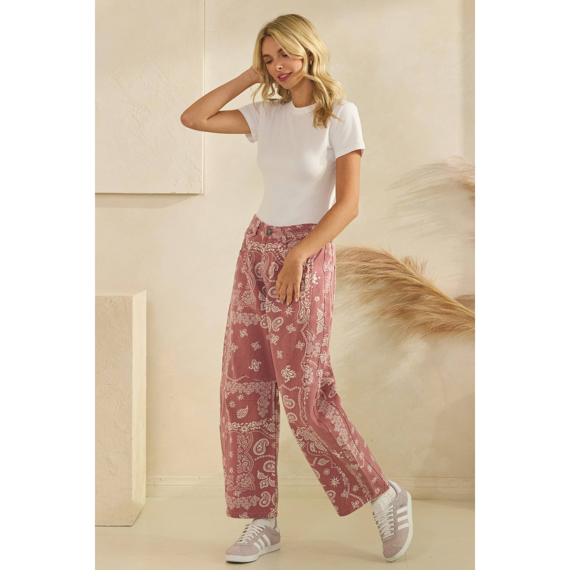 Paisley Printed Denim Pants
