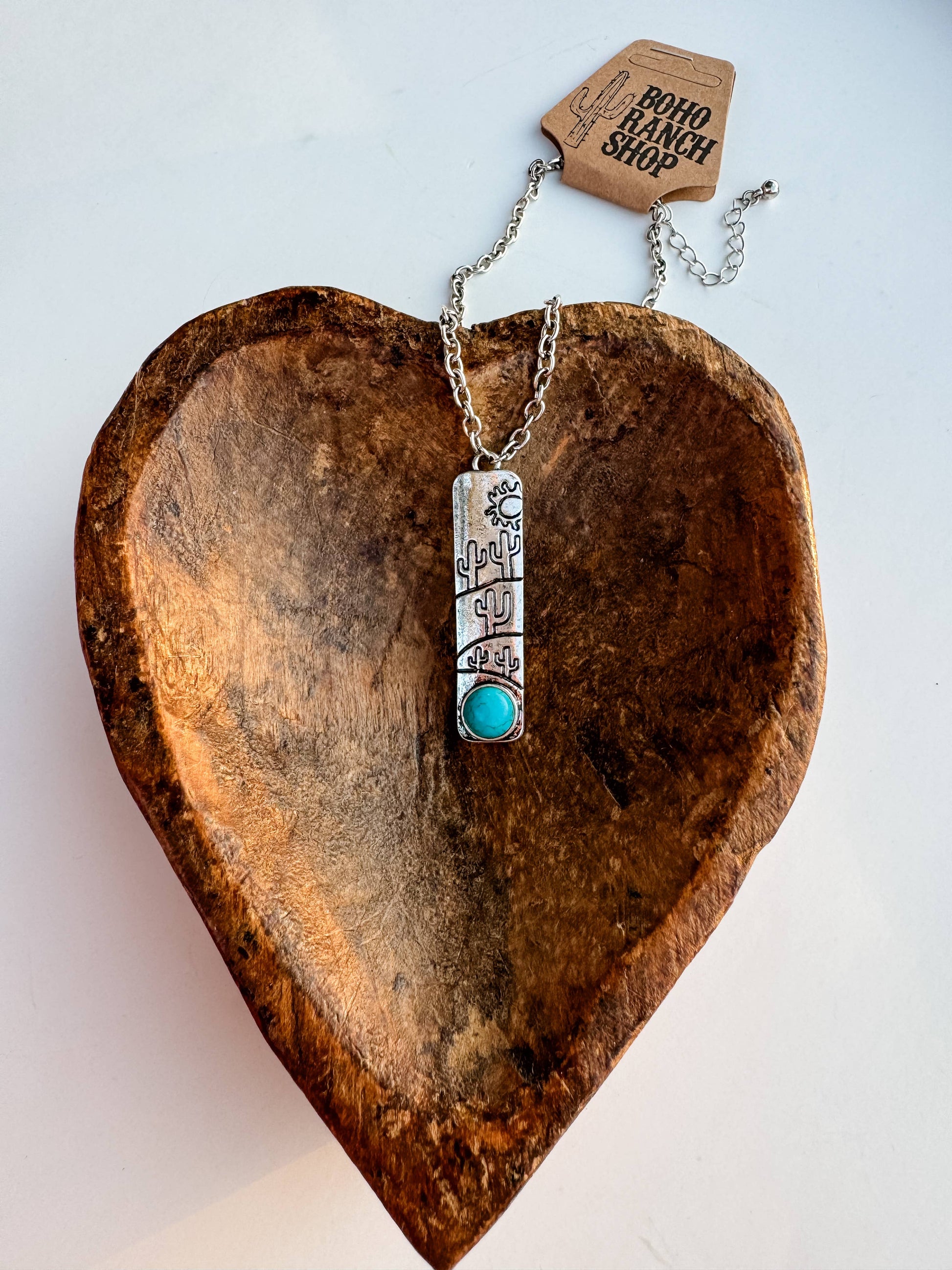Western Cactus Scenery Bar Necklace