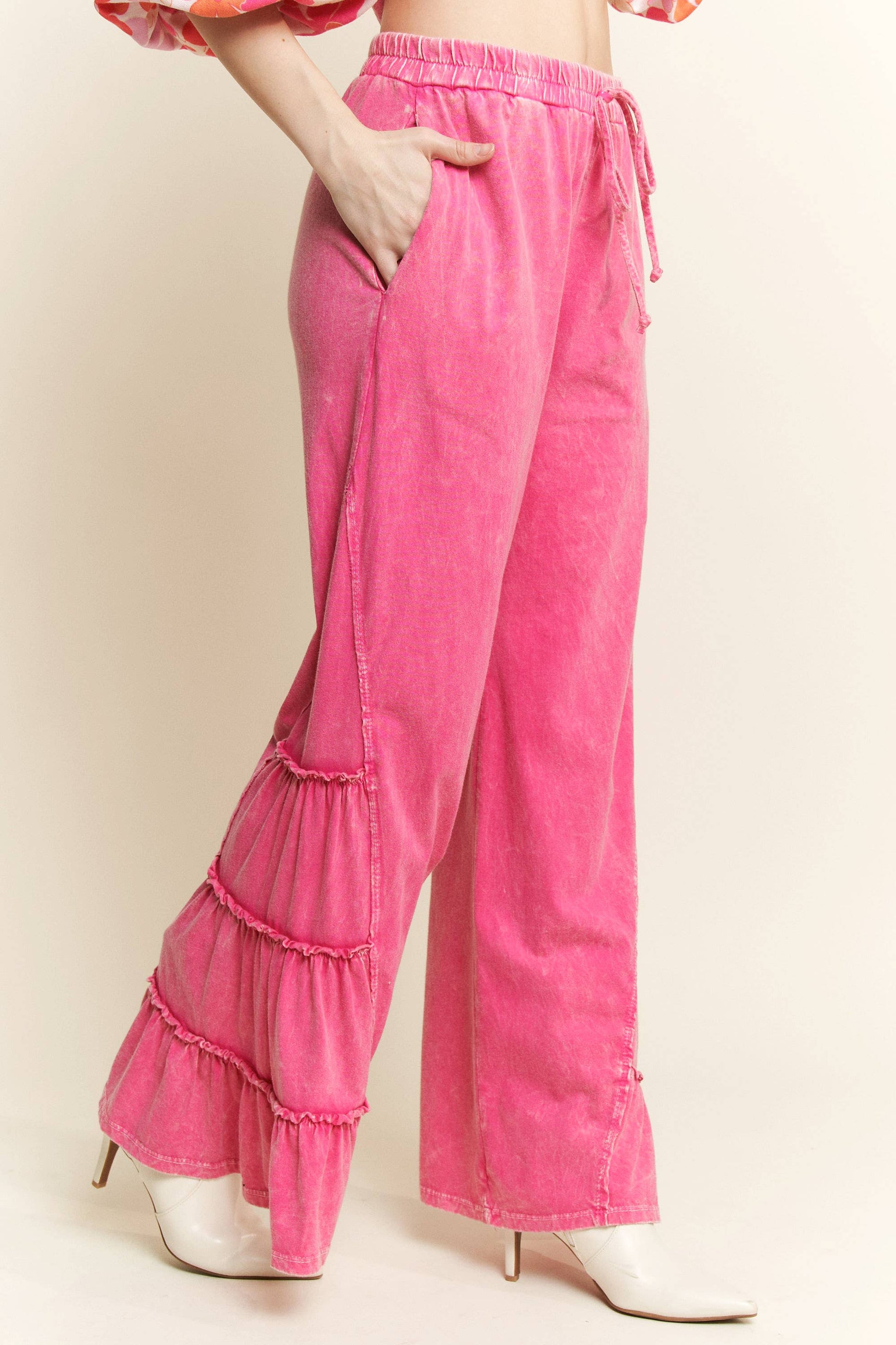 MineralWash SideRuffle Flare pants