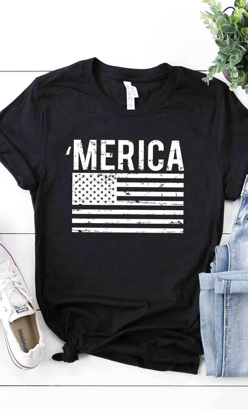 America flag Patriotic 4th of July Graphic Tee