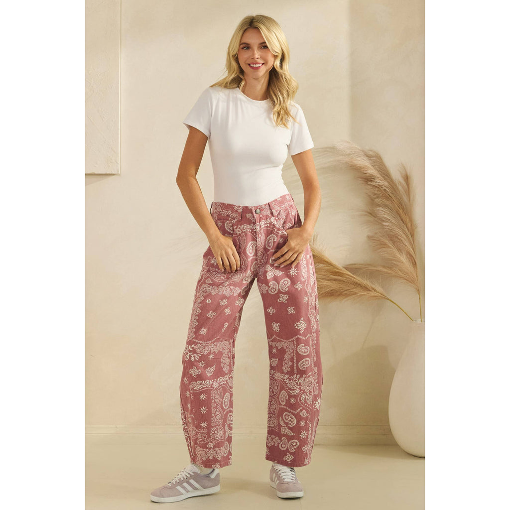 Paisley Printed Denim Pants