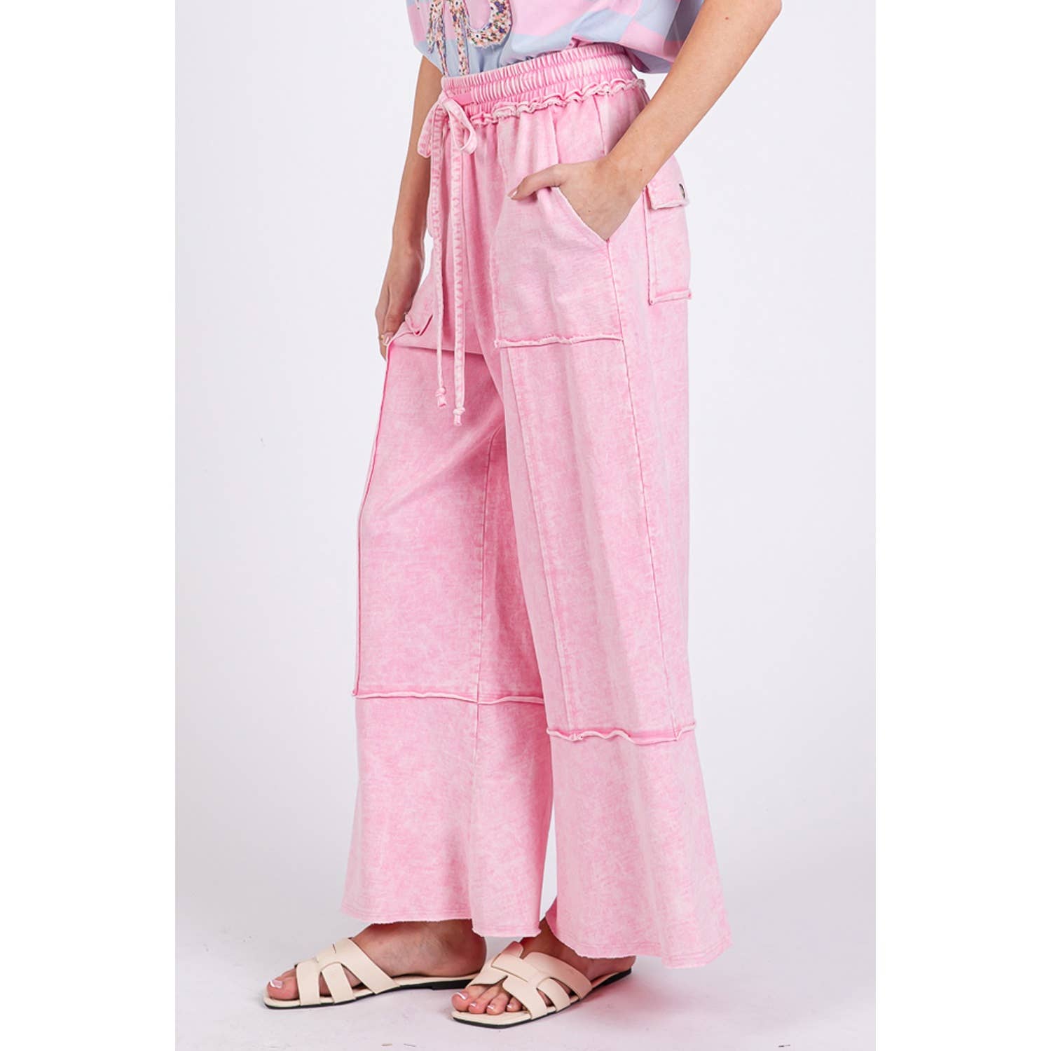 MINERAL WASHED TERRY KNIT PANTS