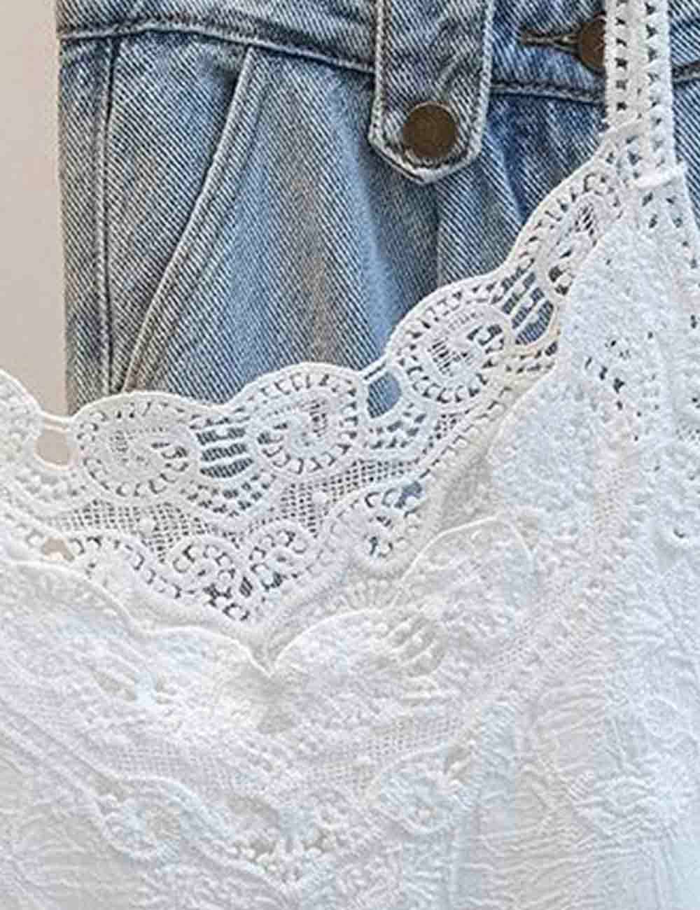 Ladies V-Neck Lace Embroidery String Shoulder Cami Top