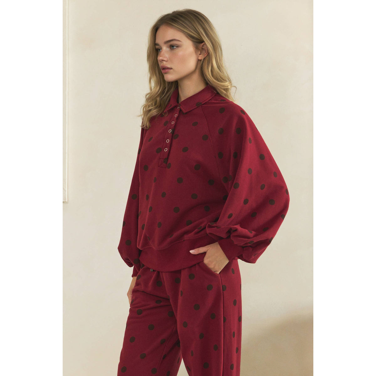 Playful Charm Polka Dot Quarter Zip