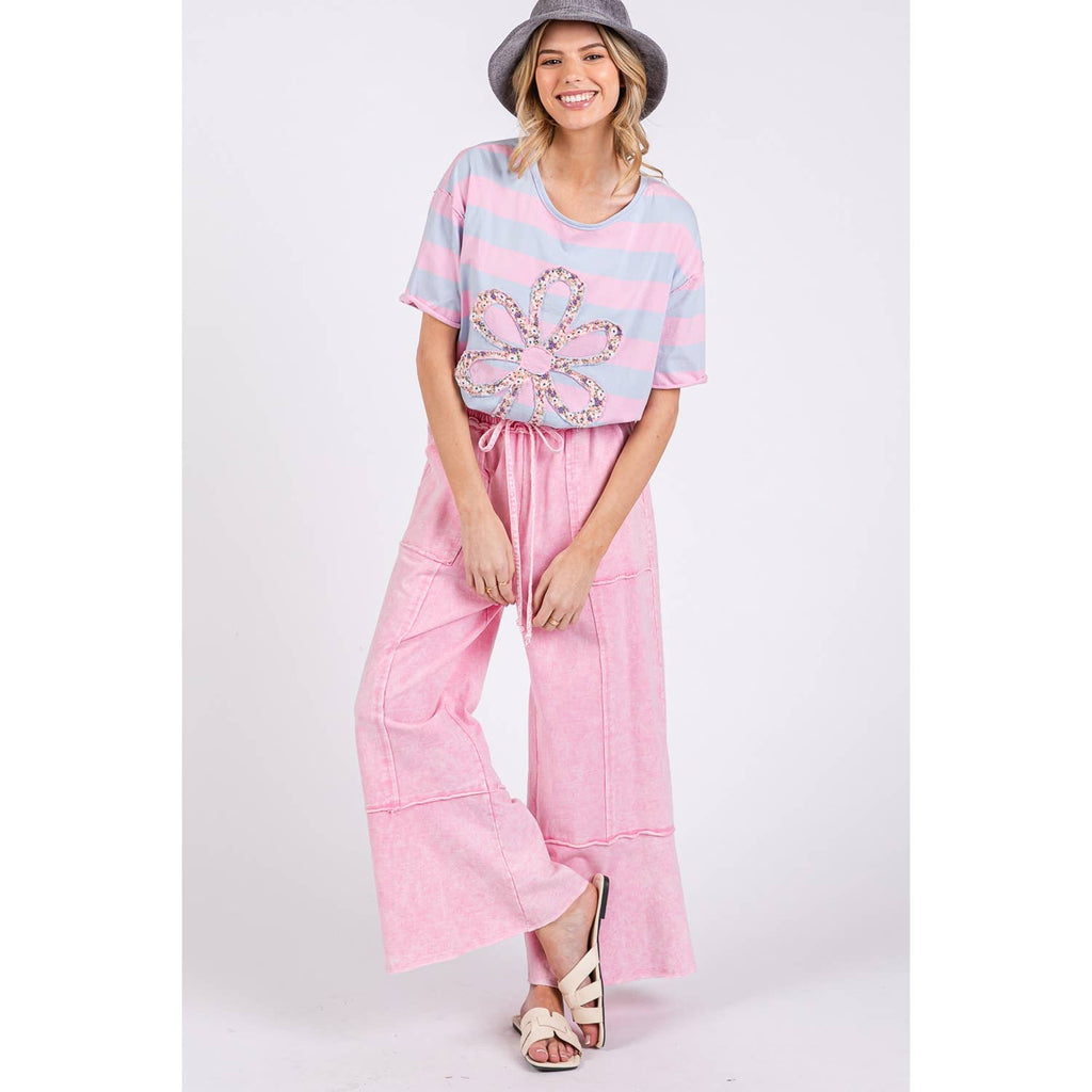 MINERAL WASHED TERRY KNIT PANTS