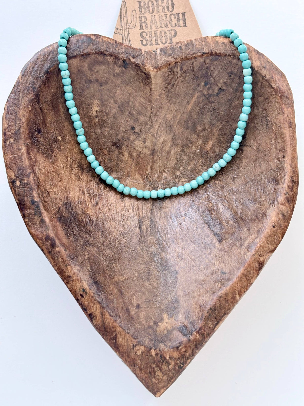 4MM Turquoise Stone Bead Choker Necklace