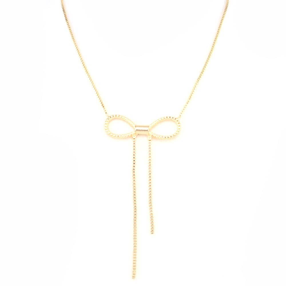 RIBBON BOW PENDANT NECKLACE MN-4162