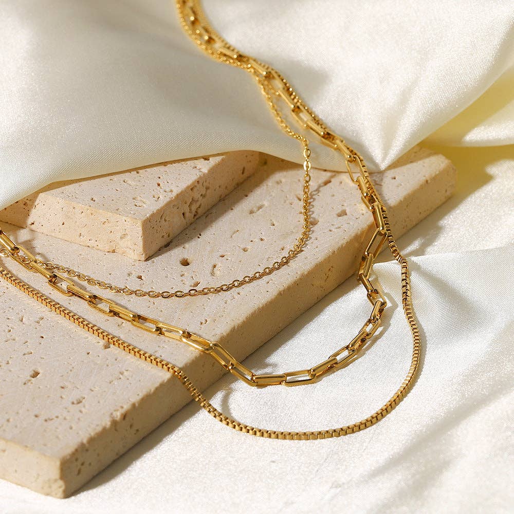 Paperclip Triple Layers Necklace