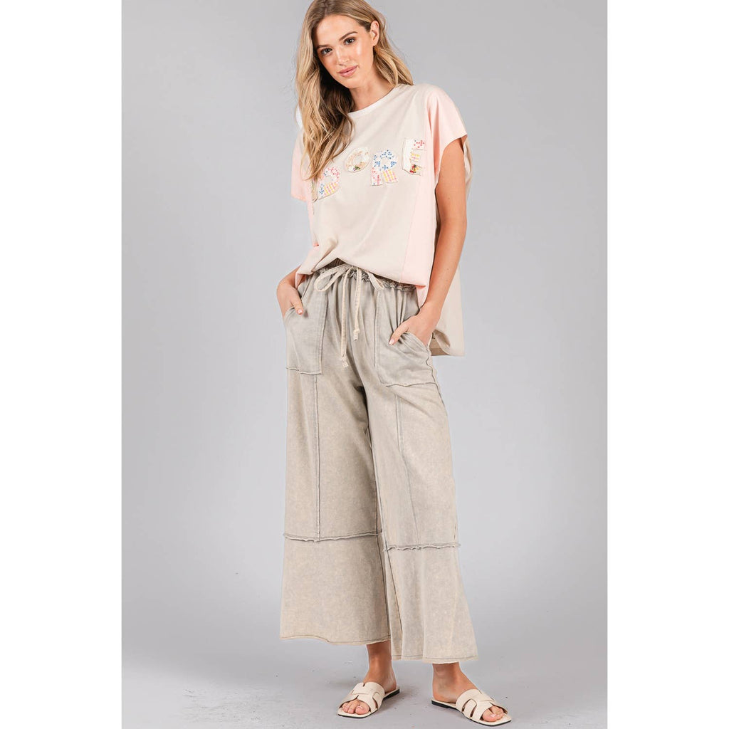 MINERAL WASHED TERRY KNIT PANTS