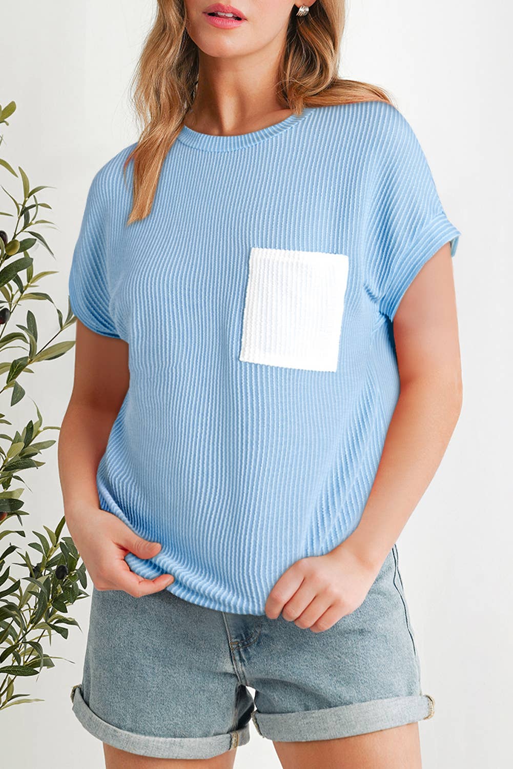 Corded Knit Colorblock Pocketed