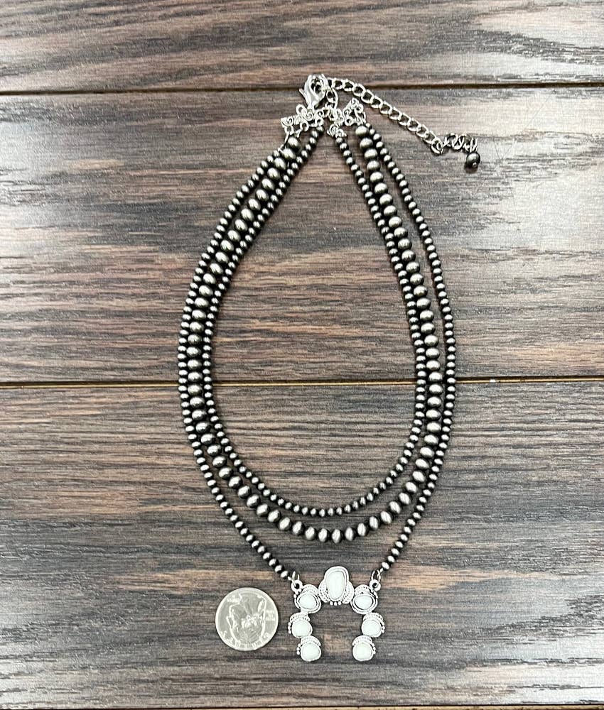 739412, Handmade Squash Naha White Turquoise Necklace