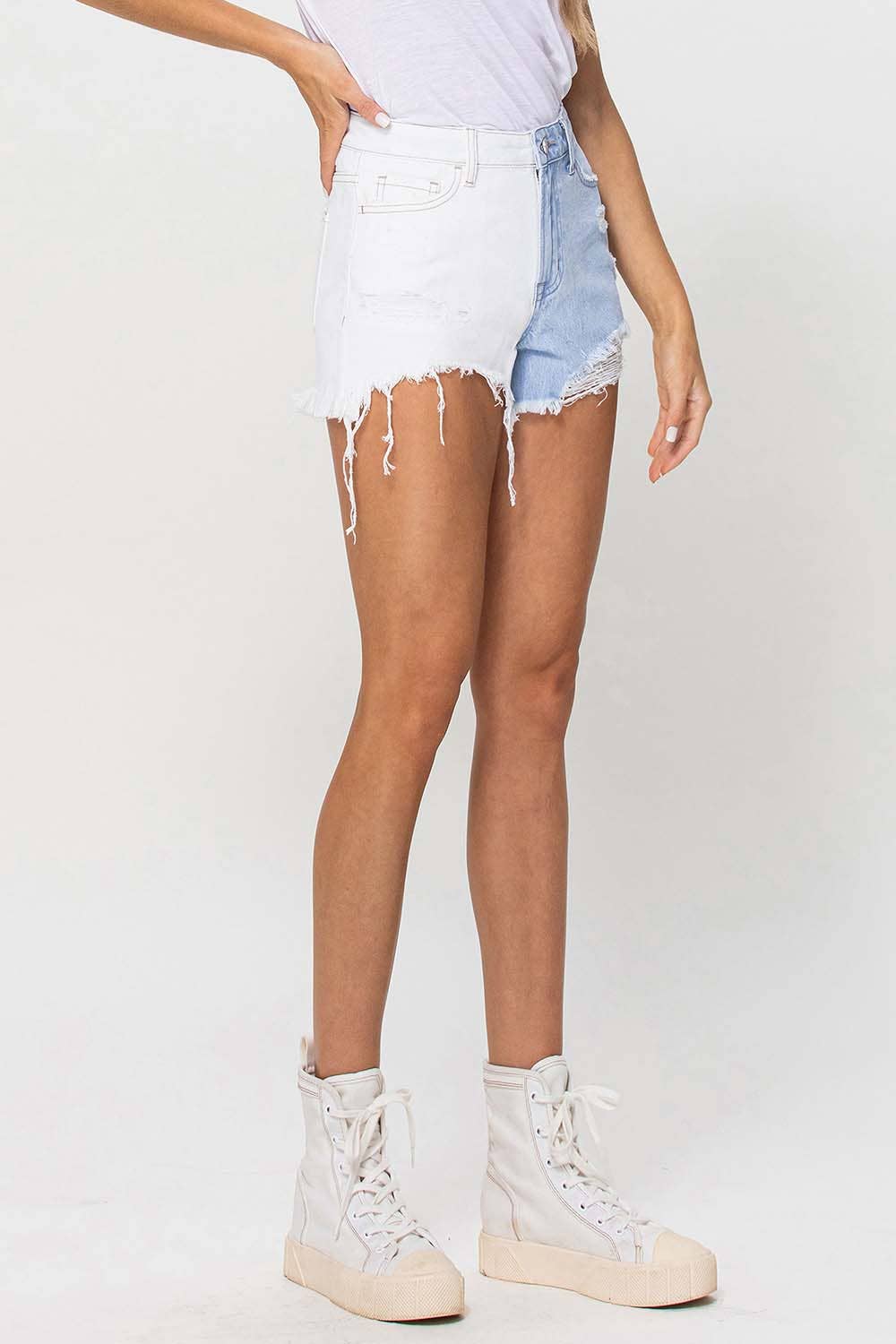 HIGH RISE COLOR BLOCK SHORTS
