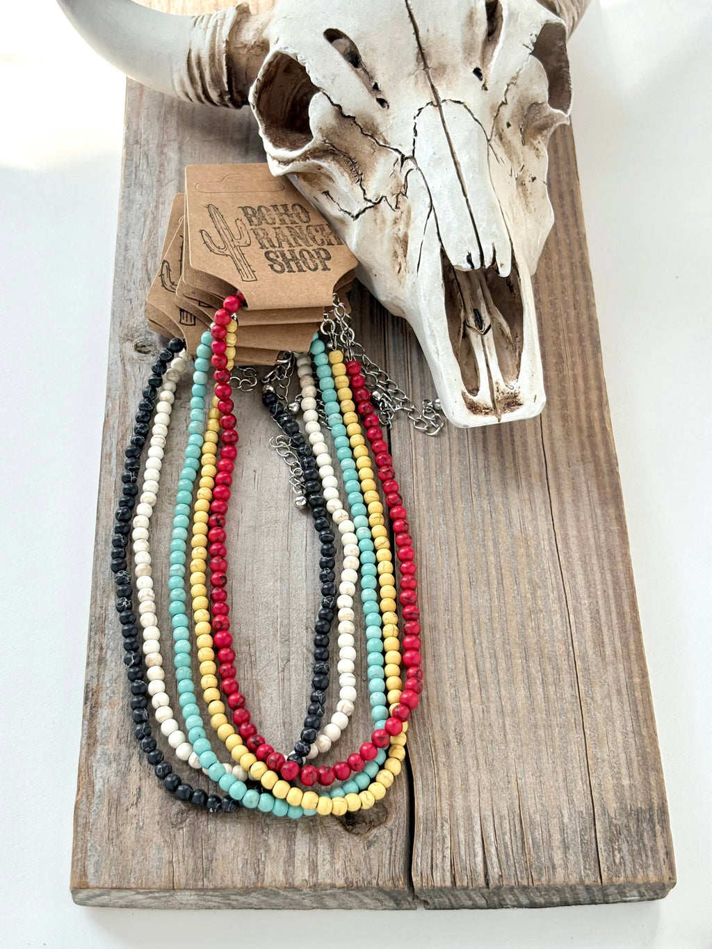4MM Turquoise Stone Bead Choker Necklace