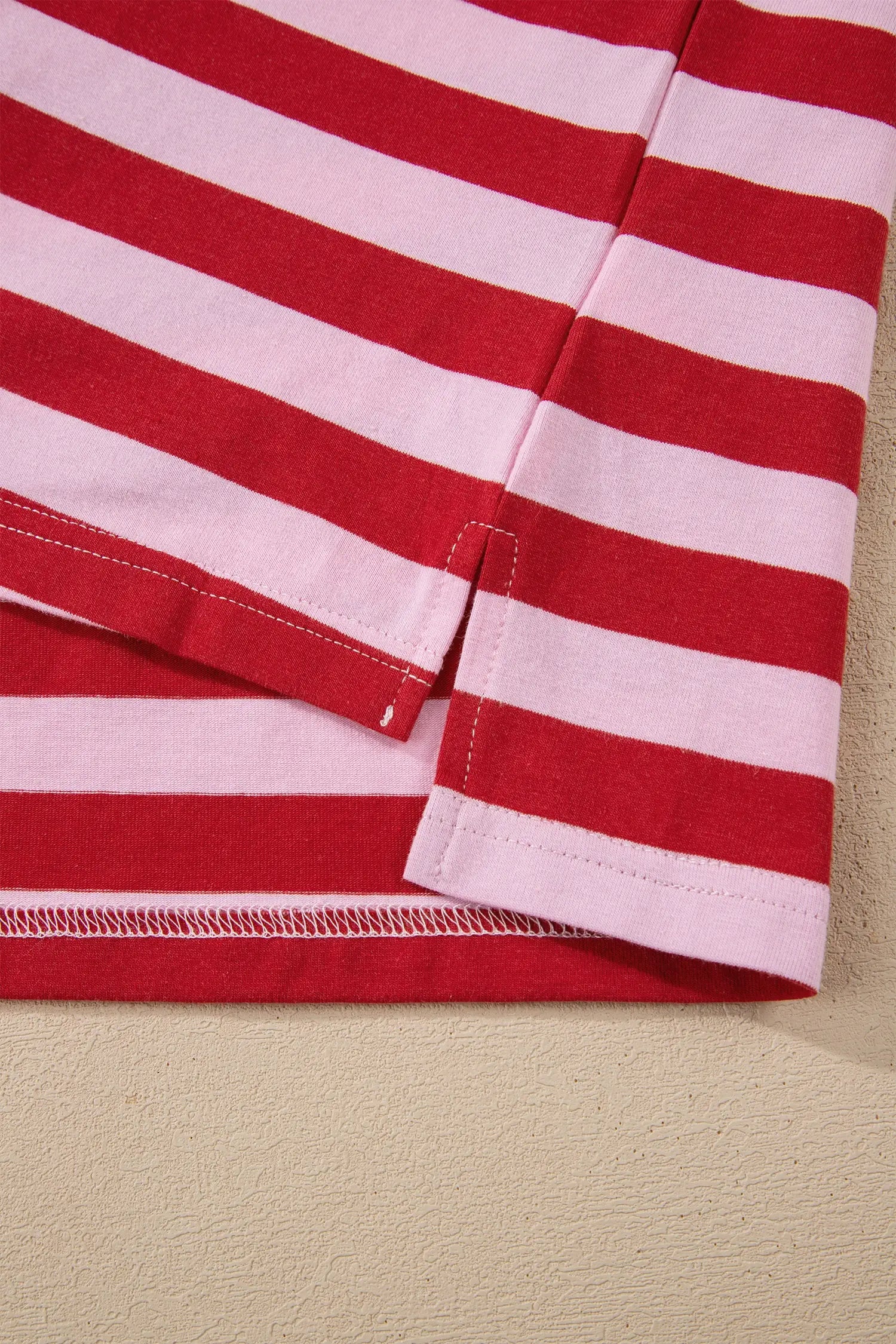 Stripe Split V Neck Casual T Shirt