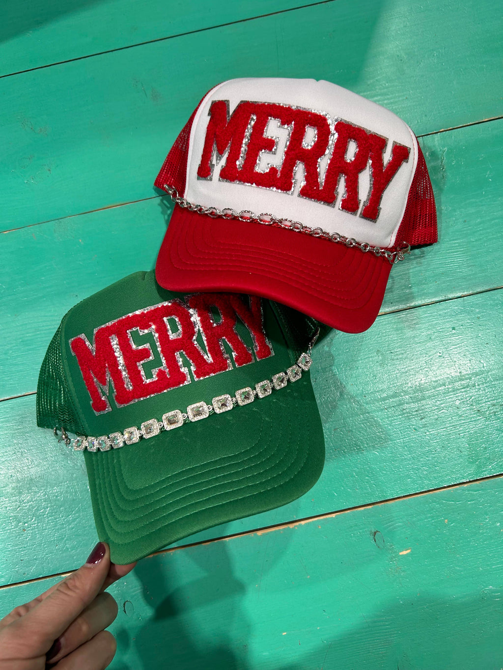 Red Chenille Merry Trucker | Christmas Cap| Holiday| Santa