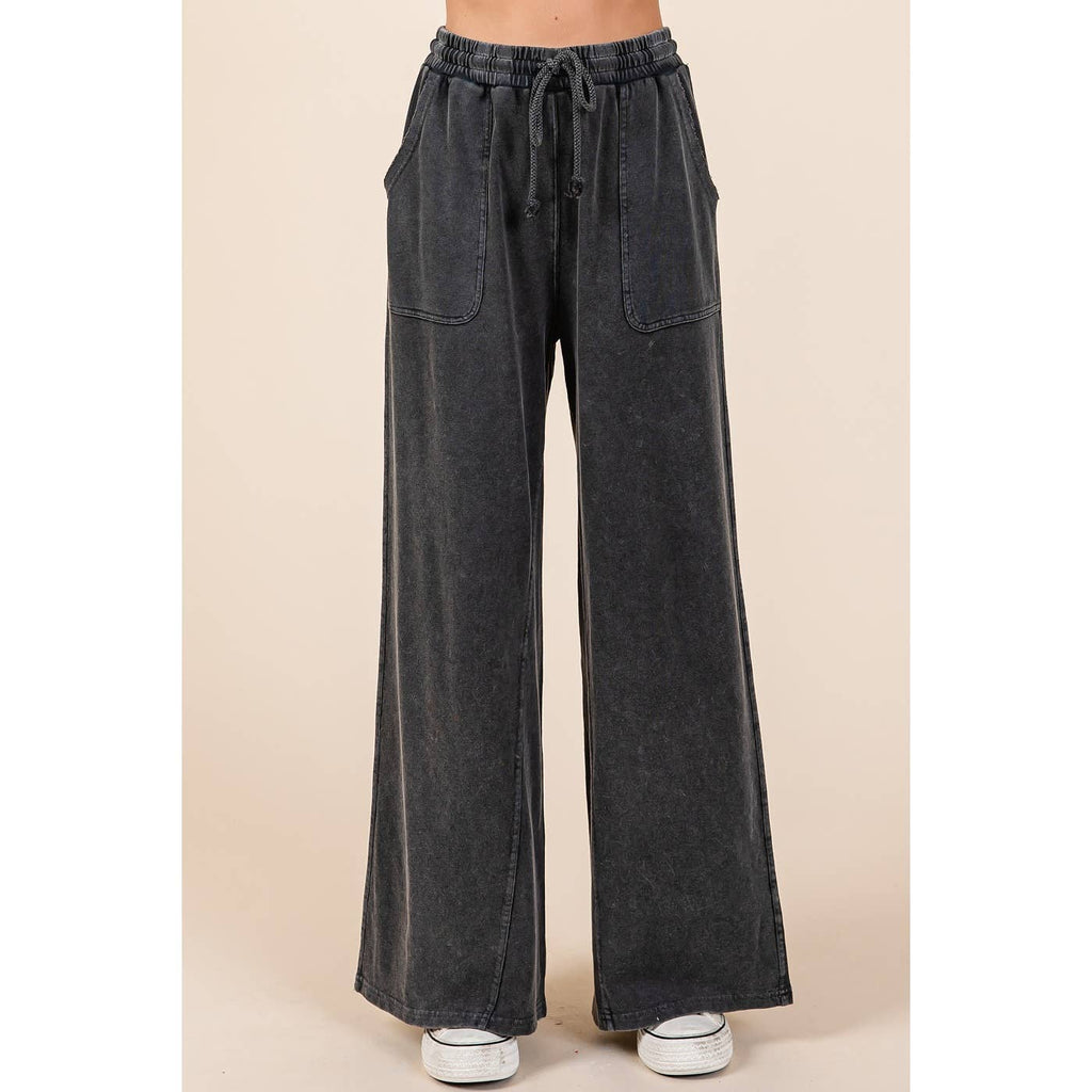 FRENCH TERRY WIDE LEG PANTS