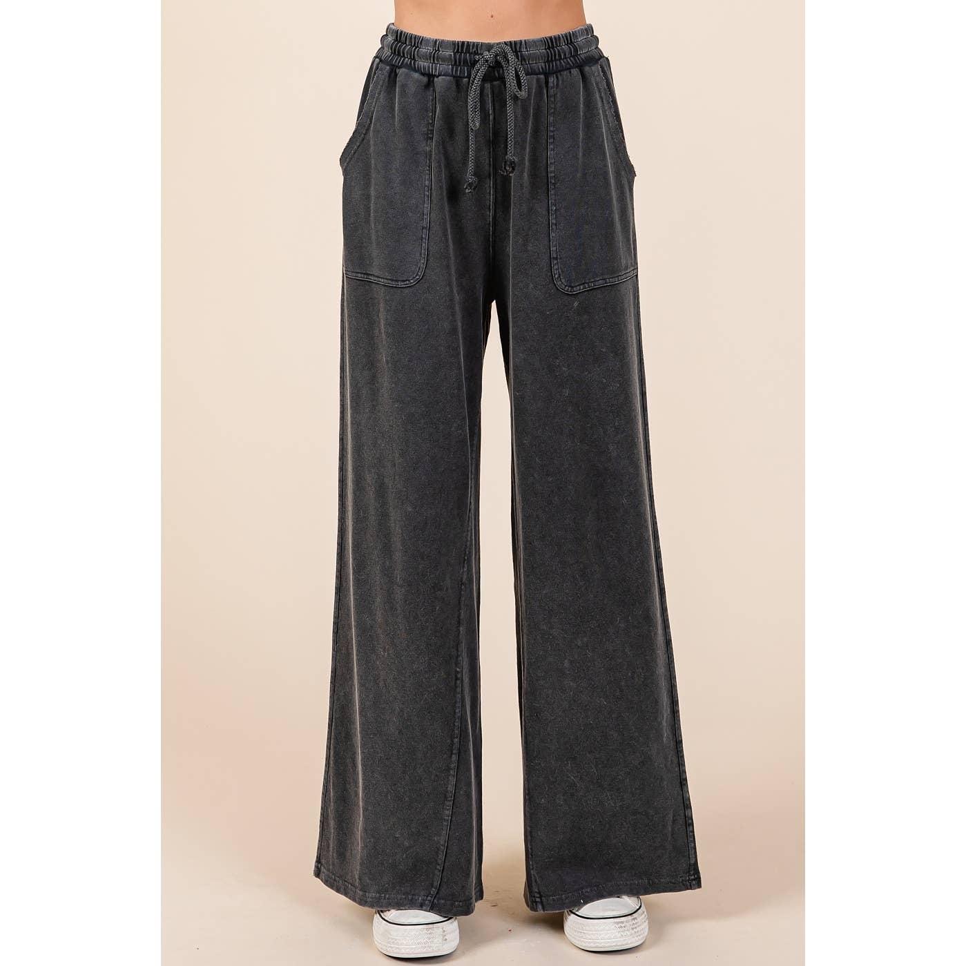 FRENCH TERRY WIDE LEG PANTS