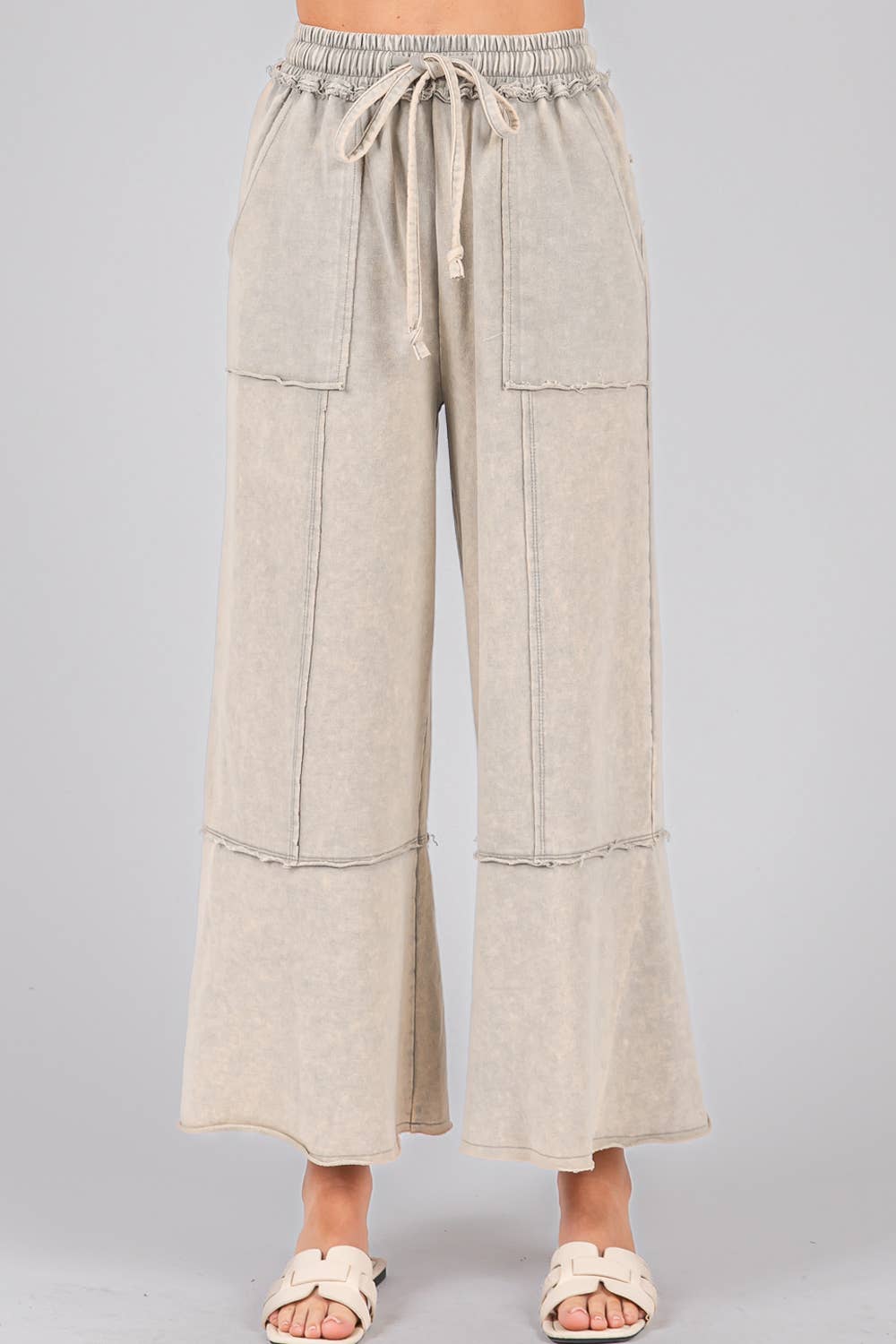 MINERAL WASHED TERRY KNIT PANTS