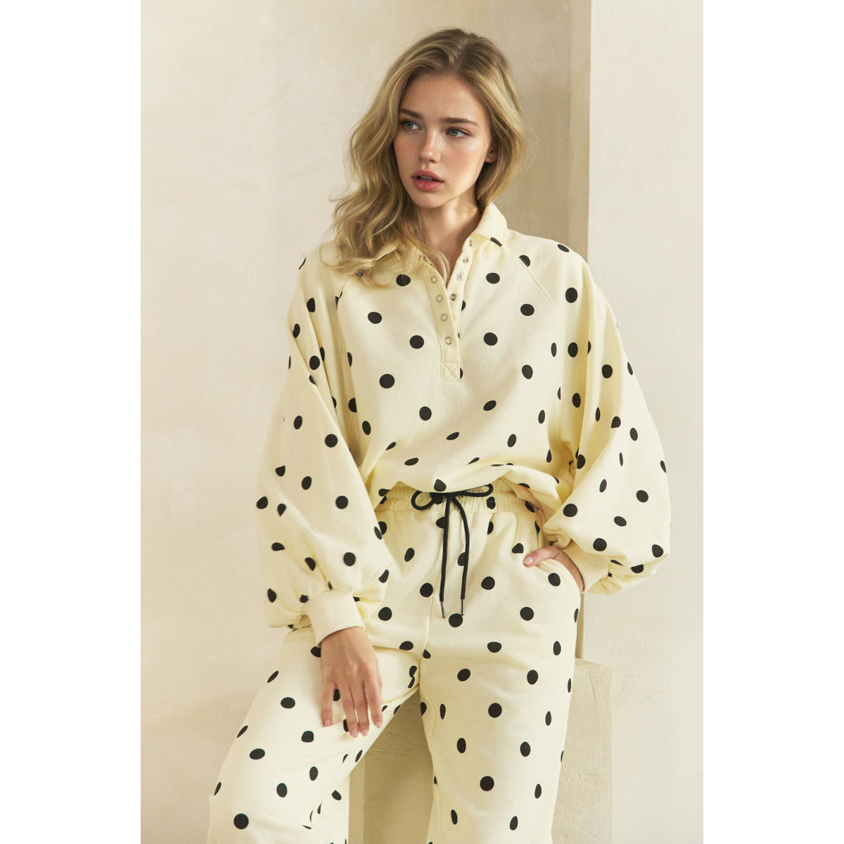 Playful Charm Polka Dot Quarter Zip